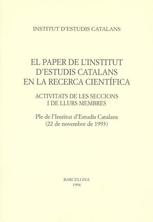 PAPER DE L`INSTITUT D`ESTUDIS CATALANS EN LA RECER | 9788472832589